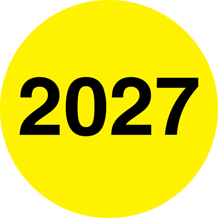 3" circle - "2027" Fluorescent Yellow Year Label