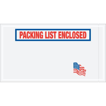 5 <span class='fraction'>1/2</span> x 10" U.S.A. Flag "Packing List Enclosed" Envelopes